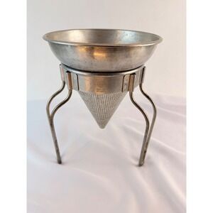 Vintage Wear-Ever Aluminum Chinois No 462 Conical Strainer Stand No 475 USA Made